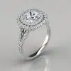 Double Halo Moissanite Cushion Cut Engagement Ring