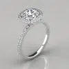 French Cut Pave Cushion Cut Moissanite Engagement Ring