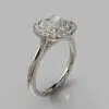 Plain Shank Halo Cushion Cut Moissanite Engagement Ring