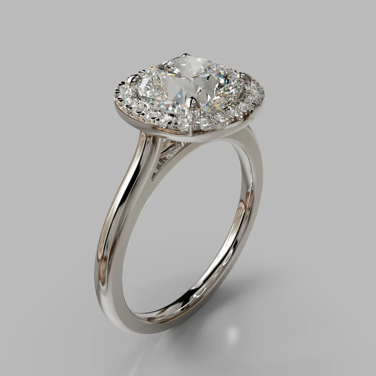 Plain Shank Halo Cushion Cut Moissanite Engagement Ring Plain Shank Halo Cushion Cut Moissanite Engagement Ring