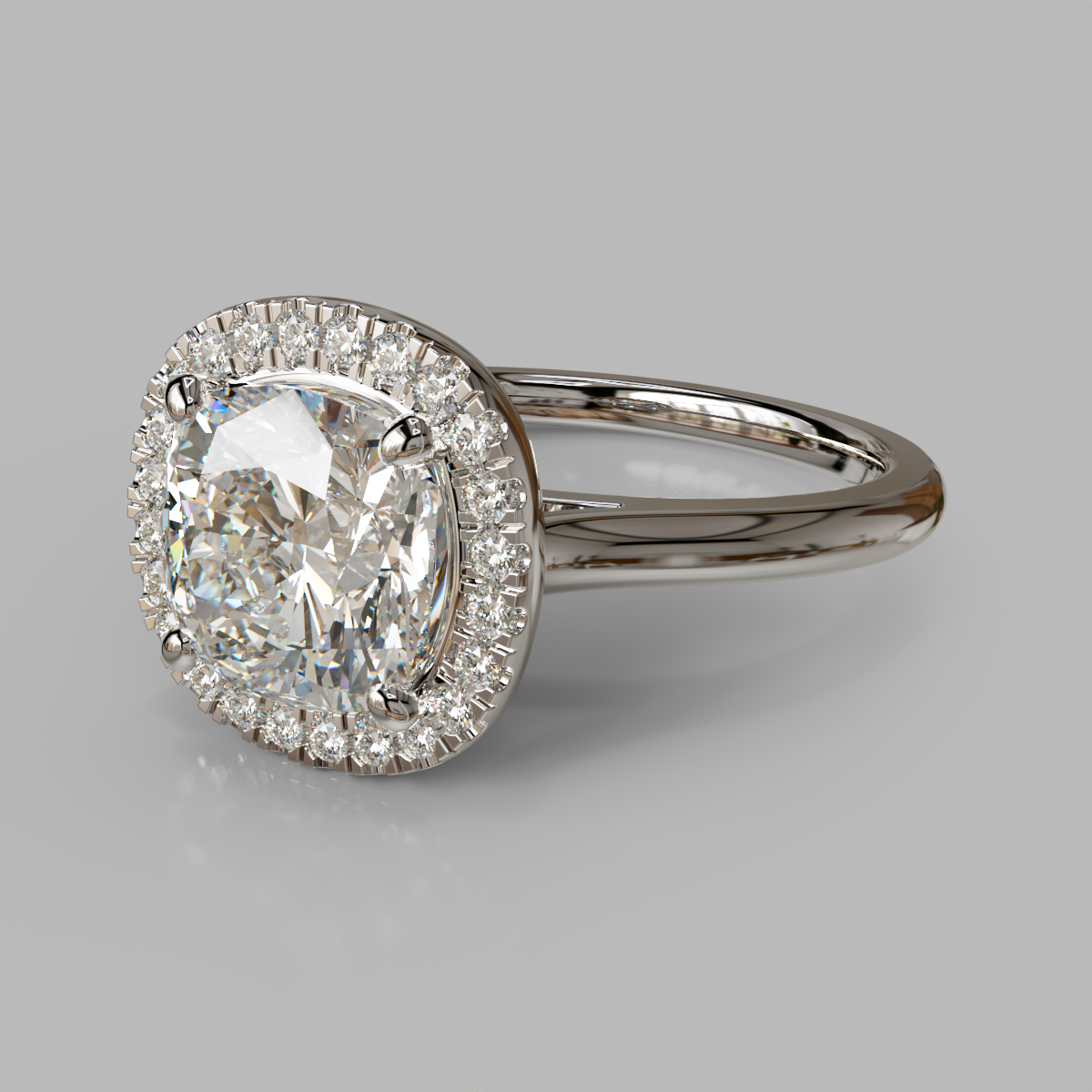 Plain Shank Halo Cushion Cut Moissanite Engagement Ring Plain Shank Halo Cushion Cut Moissanite Engagement Ring
