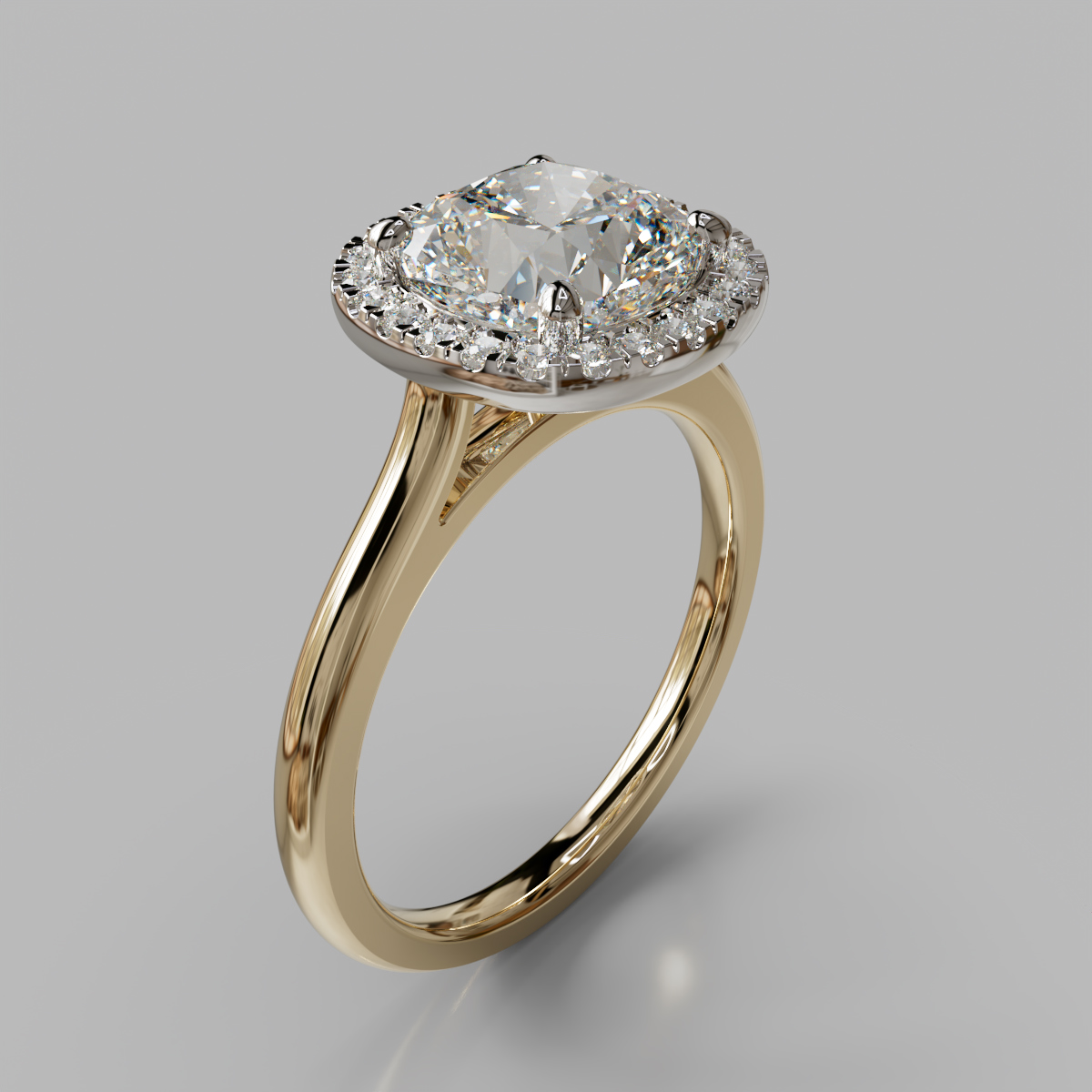Plain Shank Halo Cushion Cut Moissanite Engagement Ring Plain Shank Halo Cushion Cut Moissanite Engagement Ring
