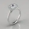 Plain Shank Halo Cushion Cut Moissanite Engagement Ring