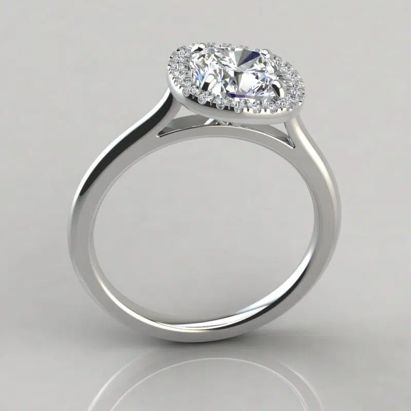 Plain Shank Halo Cushion Cut Moissanite Engagement Ring