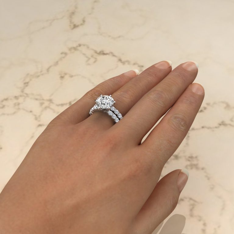Custom Made 4 Carat Center Stone Shared Prong Engagement