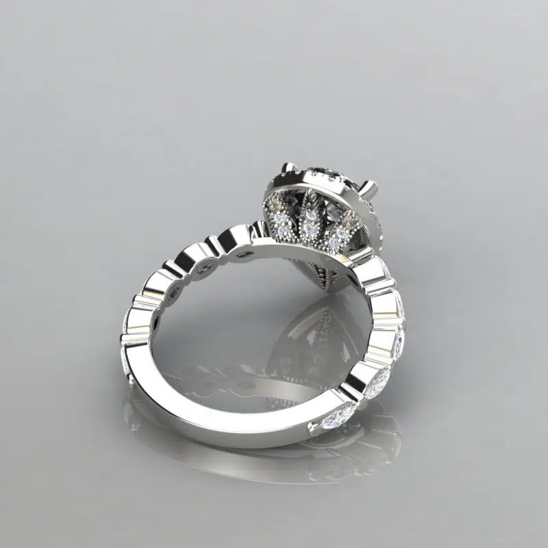 Custom Design Pear cut center stone and Marquise cut