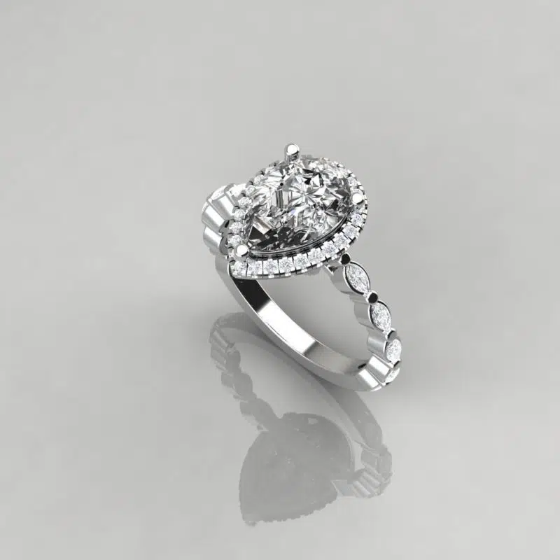 Custom Design Pear cut center stone and Marquise cut