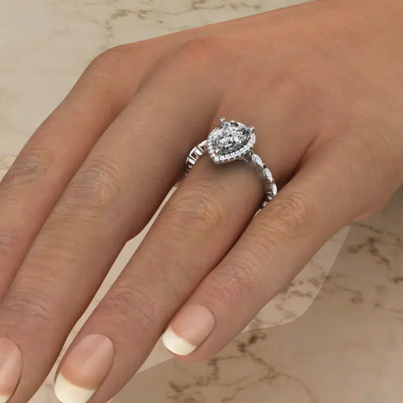 Custom Design Pear cut center stone and Marquise cut