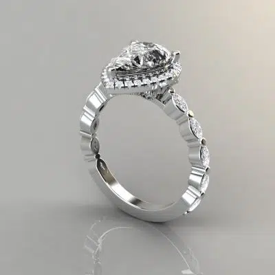 Custom Design Pear cut center stone and Marquise cut