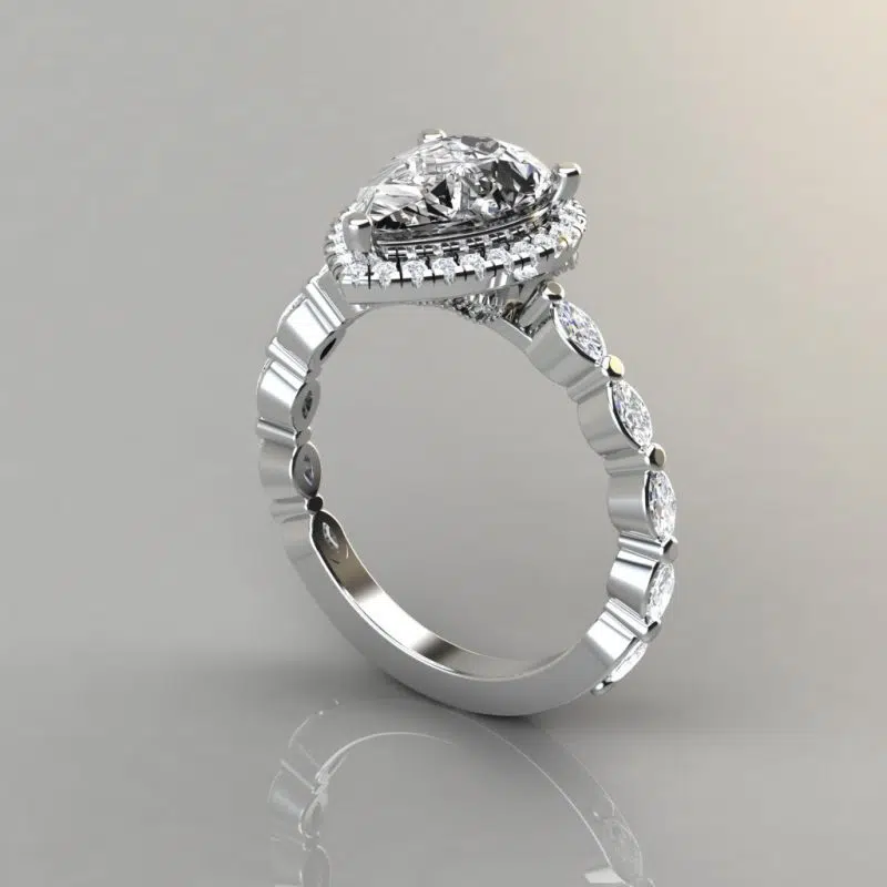 Custom Design Pear cut center stone and Marquise cut
