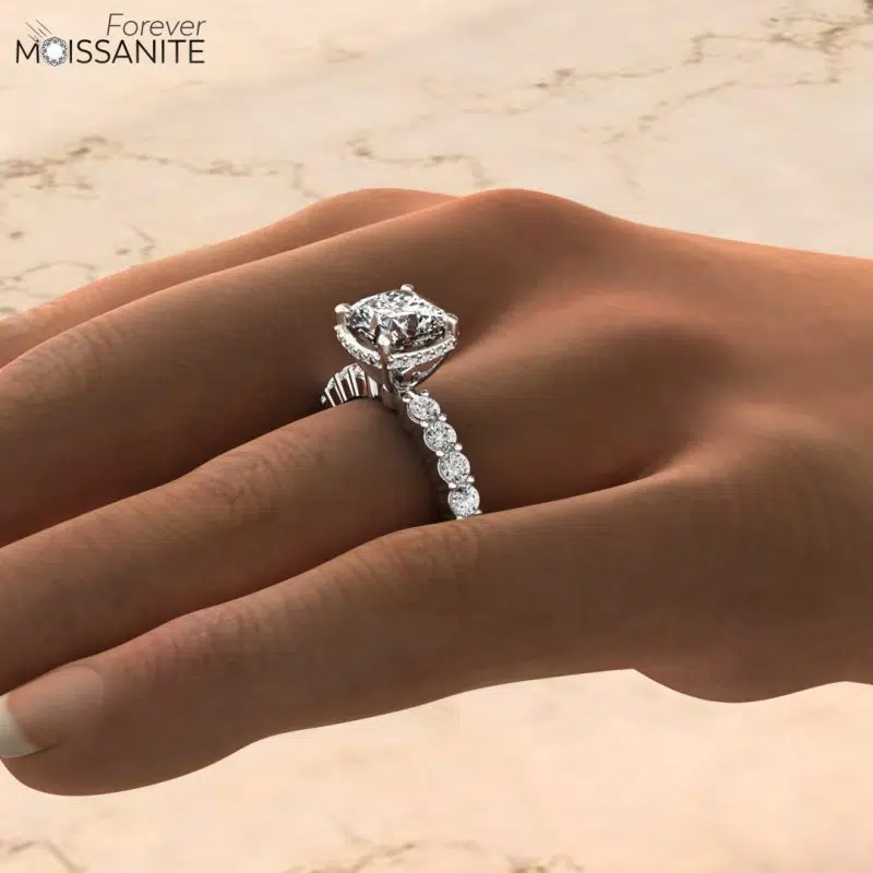 2 CT Cushion Cut Common Prong Halo Style