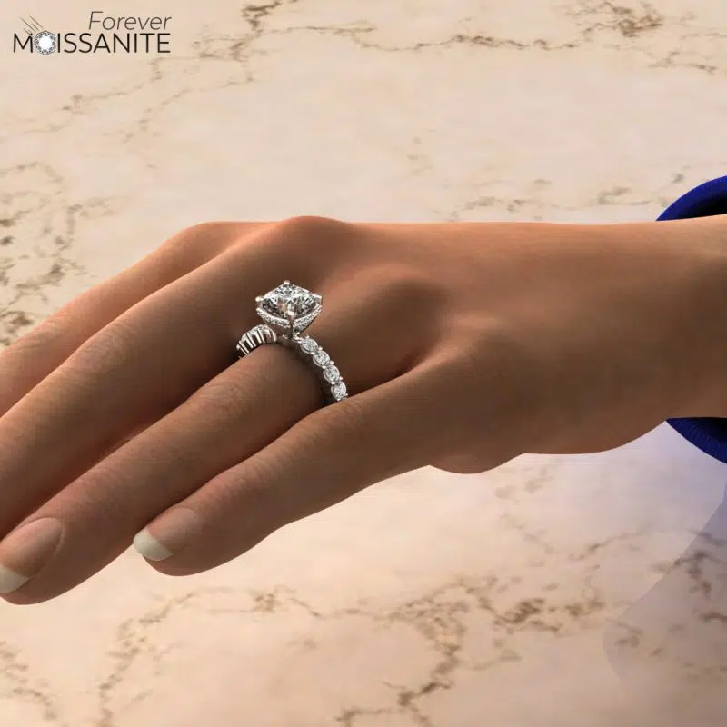 2 CT Cushion Cut Common Prong Halo Style