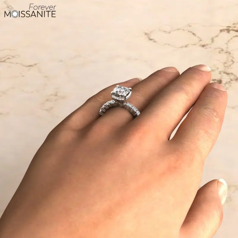 2 CT Cushion Cut Common Prong Halo Style