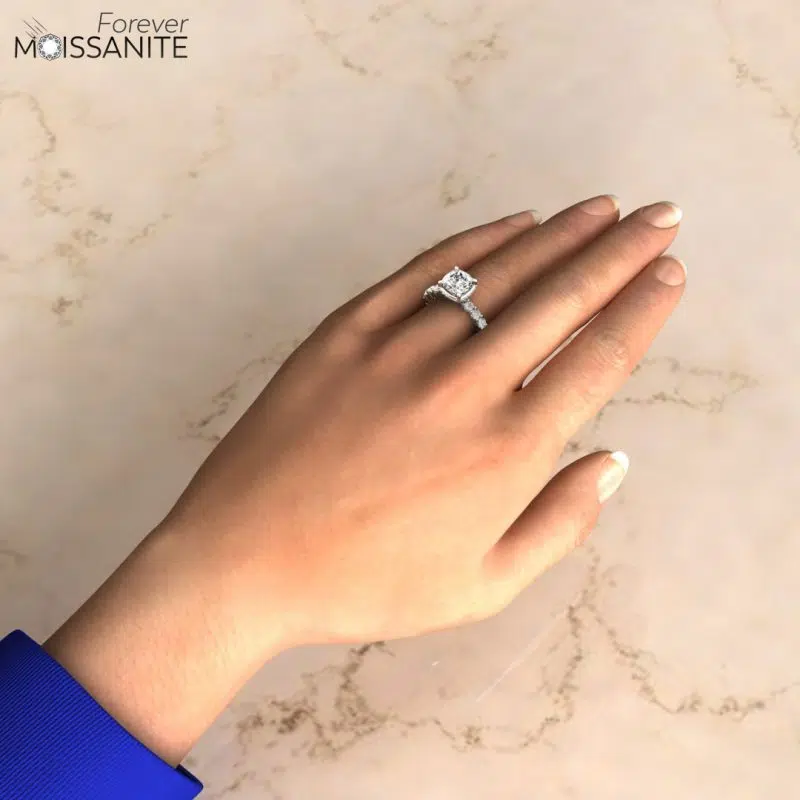 2 CT Cushion Cut Common Prong Halo Style