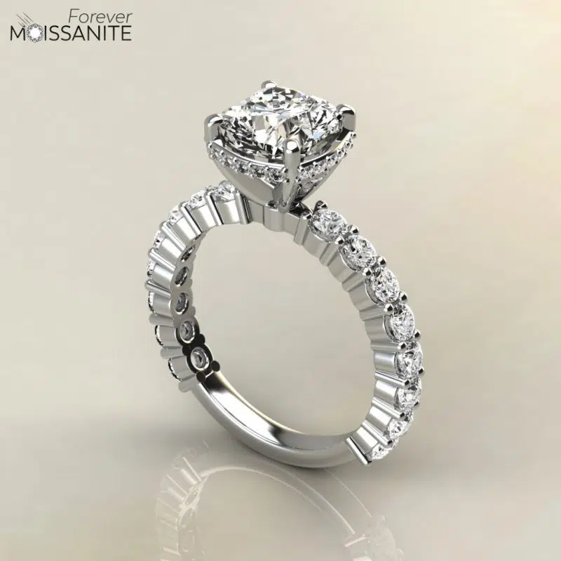 2 CT Cushion Cut Common Prong Halo Style