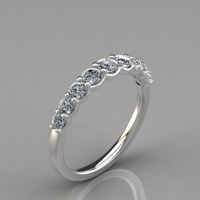 0.26Ct French Pave Cut Wedding Band Ring - Forever Moissanite