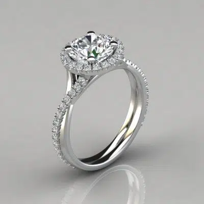 Moissanite Twist Round Brilliant Cut Halo Style