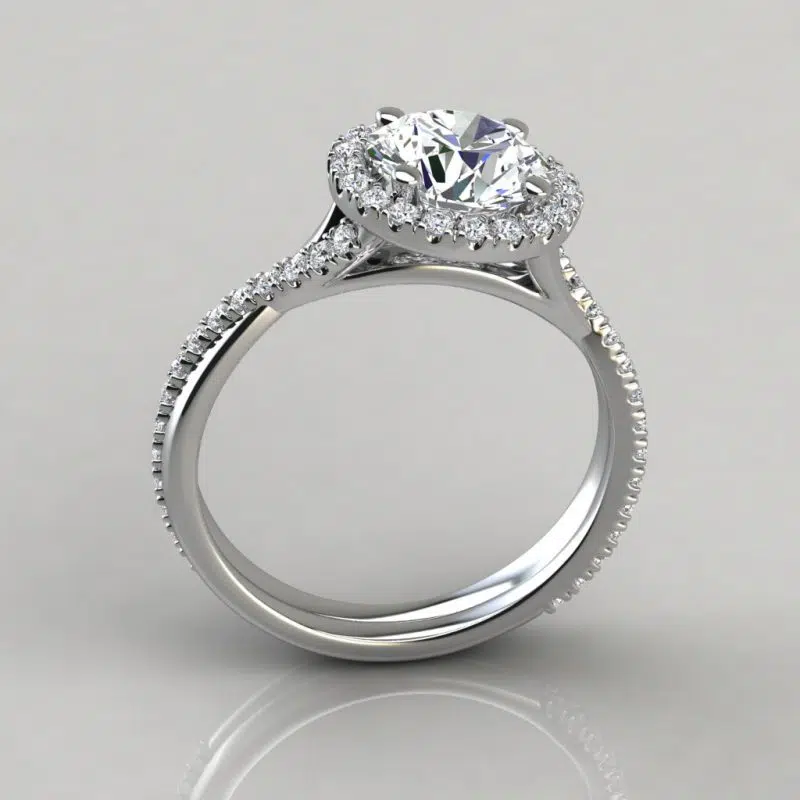 Moissanite Twist Round Brilliant Cut Halo Style