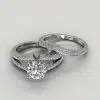Moissanite Split Shank Pave Round Cut Bridal Set