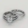 Moissanite Split Shank Pave Cushion Cut Bridal Set