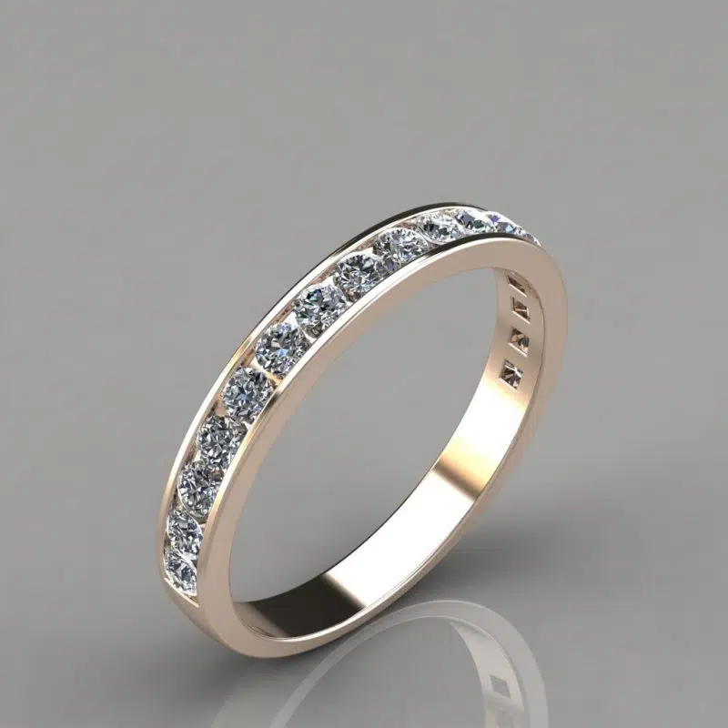 0.49Ct Moissanite Round Cut Wedding Band Ring