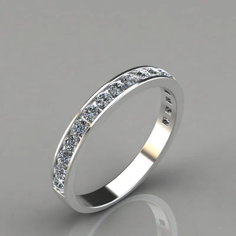 0.49Ct Moissanite Round Cut Wedding Band Ring