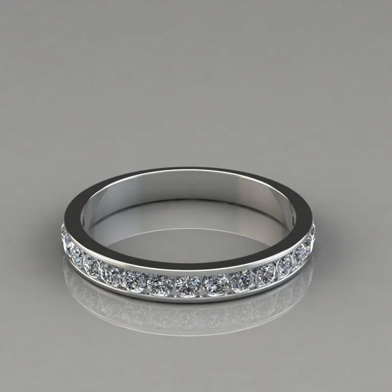 0.49Ct Moissanite Round Cut Wedding Band Ring