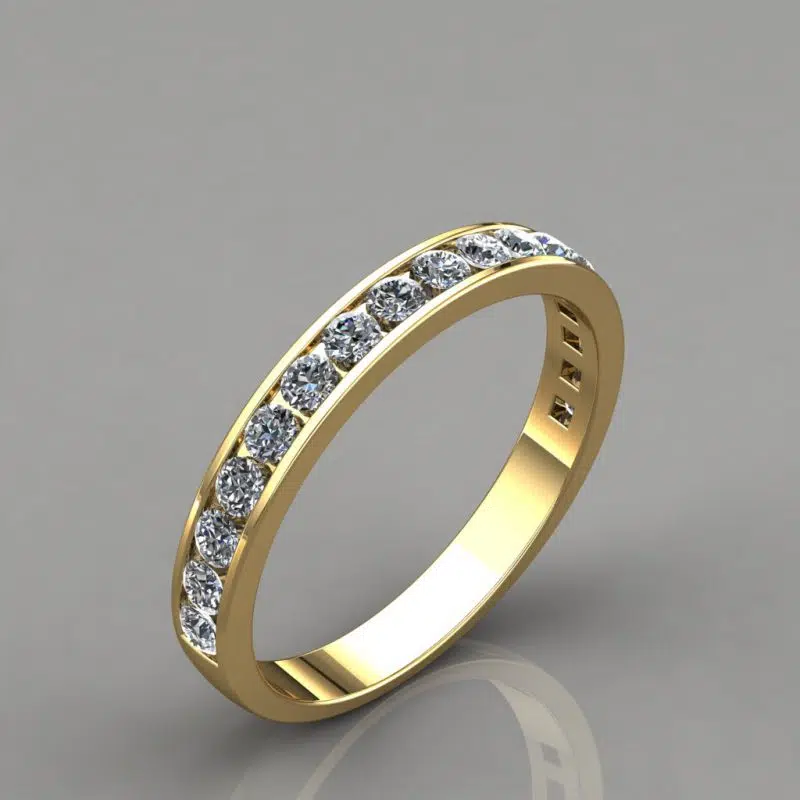 0.49Ct Moissanite Round Cut Wedding Band Ring