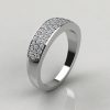 white gold wide band wedding ring with 52 round brilliant cut moissanite side stones