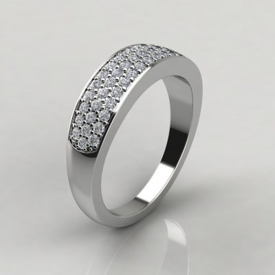 0.43Ct Moissanite Wide Wedding Band Ring