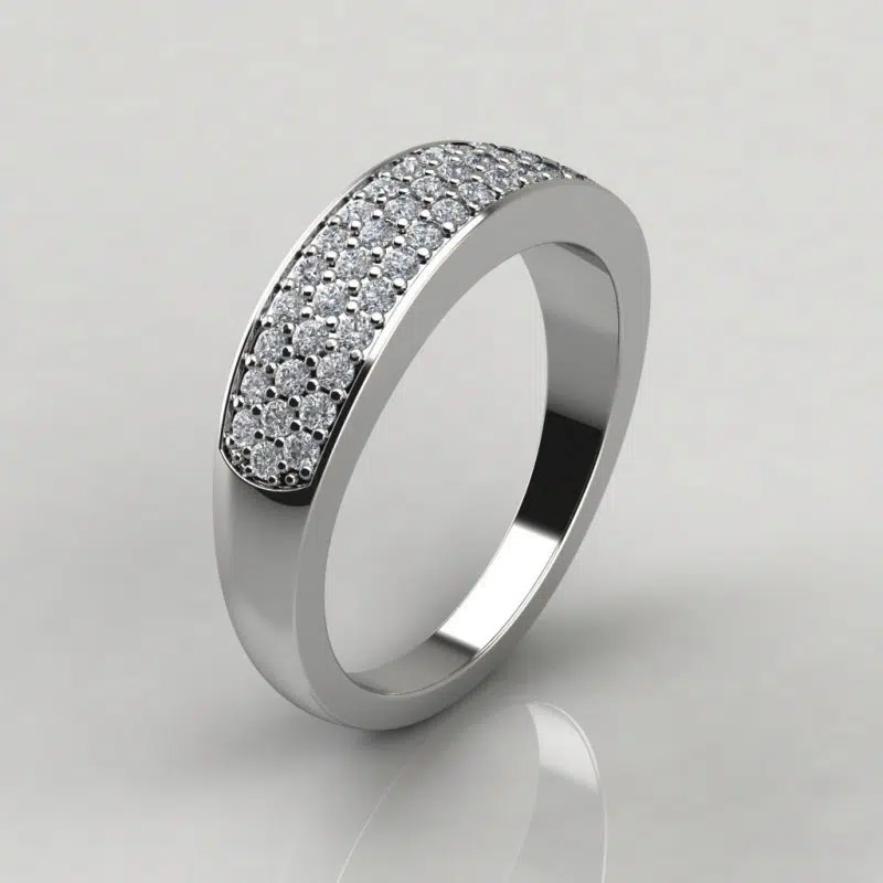0.43Ct Moissanite Wide Wedding Band Ring
