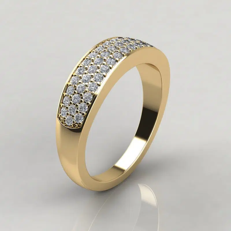 0.43Ct Moissanite Wide Wedding Band Ring