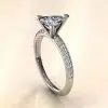 Knife Edge Pavé 1.25 Carat Trillion Cut Engagement Ring