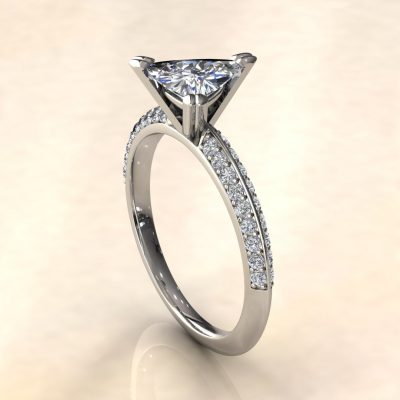 Knife Edge Pavé 1.25 Carat Trillion Cut Engagement Ring