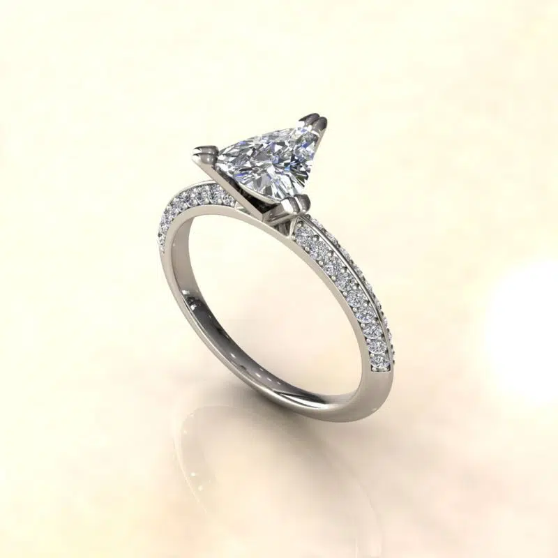Knife Edge Pavé 1.25 Carat Trillion Cut Engagement Ring
