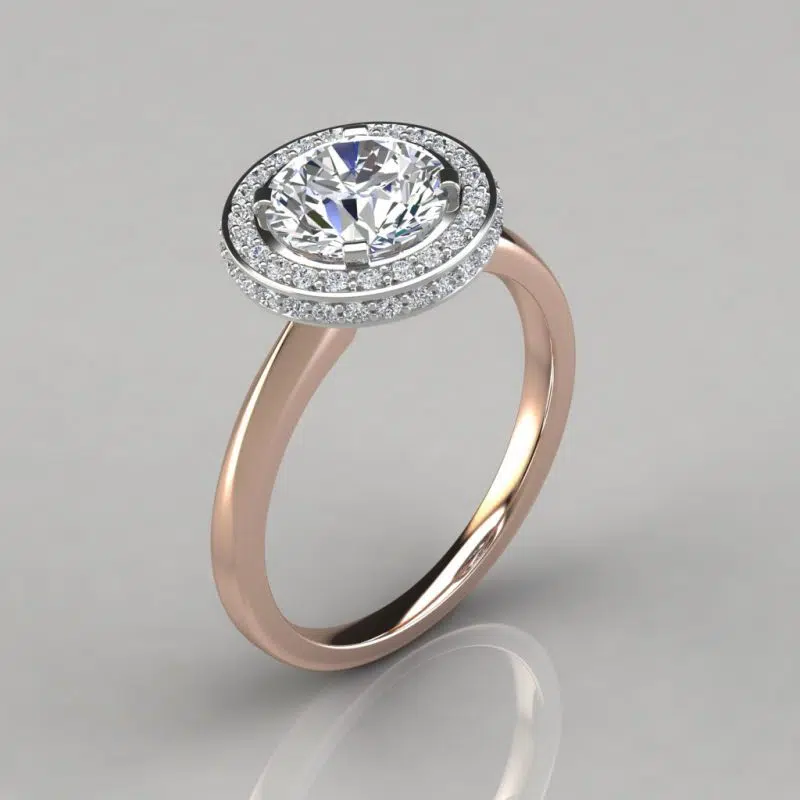 Two-sided Micro Pave Halo Moissanite Engagement Ring