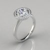 white gold two sided micro pave halo engagement ring