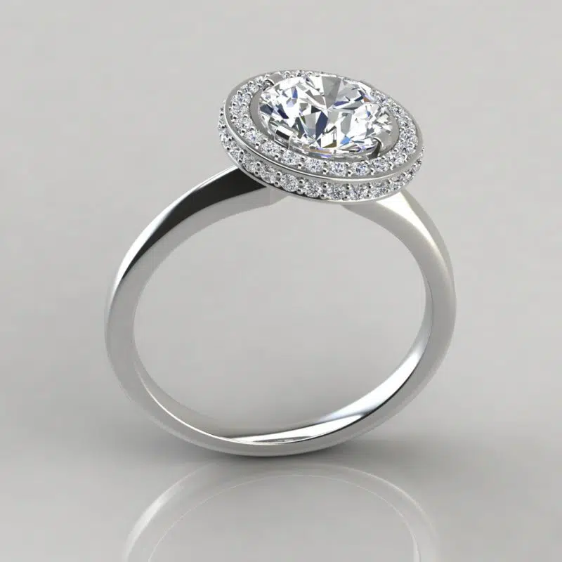 Two-sided Micro Pave Halo Moissanite Engagement Ring