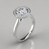 white gold two sided micro pave halo style moissanite engagement ring