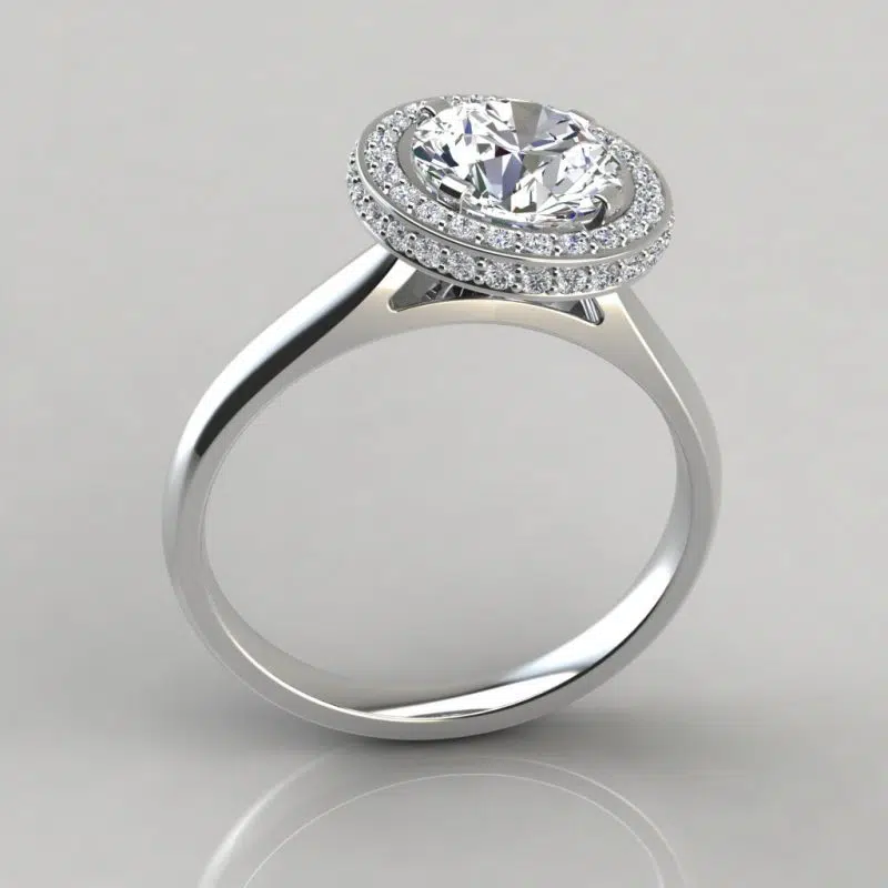 Two-sided Micro Pave Halo Style Engagement Ring