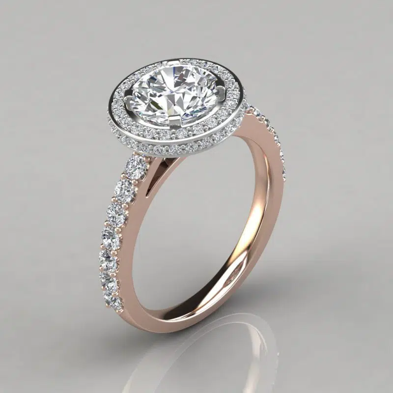 Micro Pave Cathedral Halo Moissanite Engagement Ring