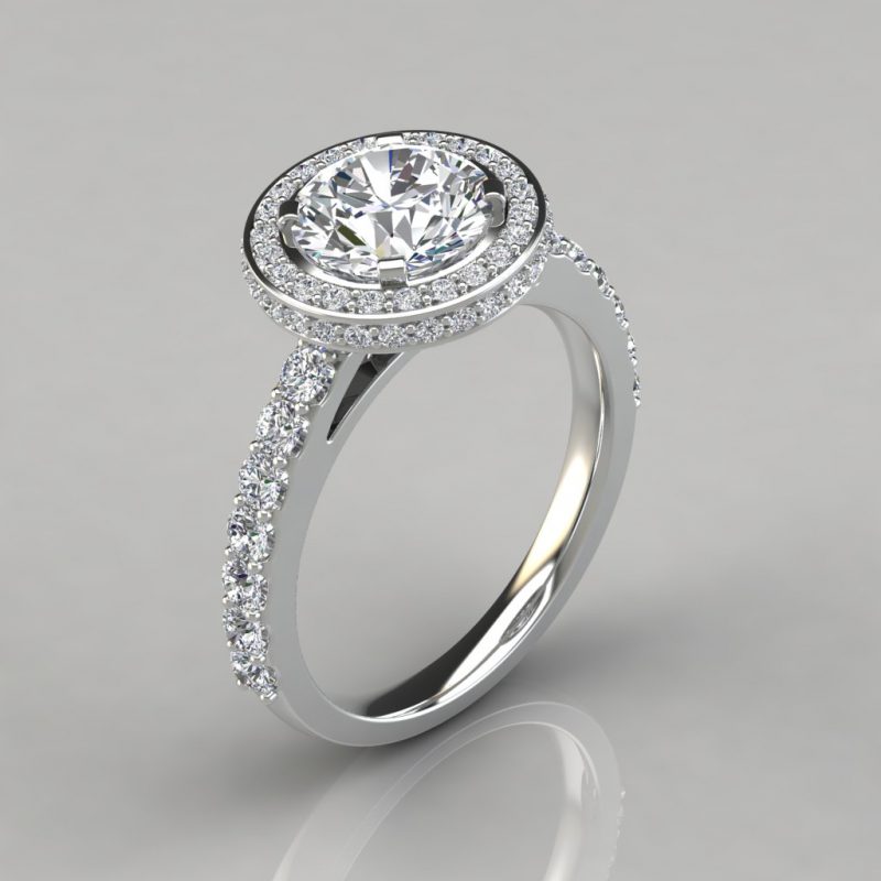 Micro Pave Cathedral Halo Moissanite Engagement Ring | Forever Moissanite