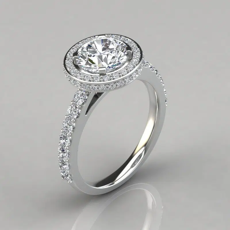 Micro Pave Cathedral Halo Moissanite Engagement Ring