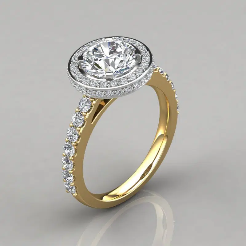 Micro Pave Cathedral Halo Moissanite Engagement Ring