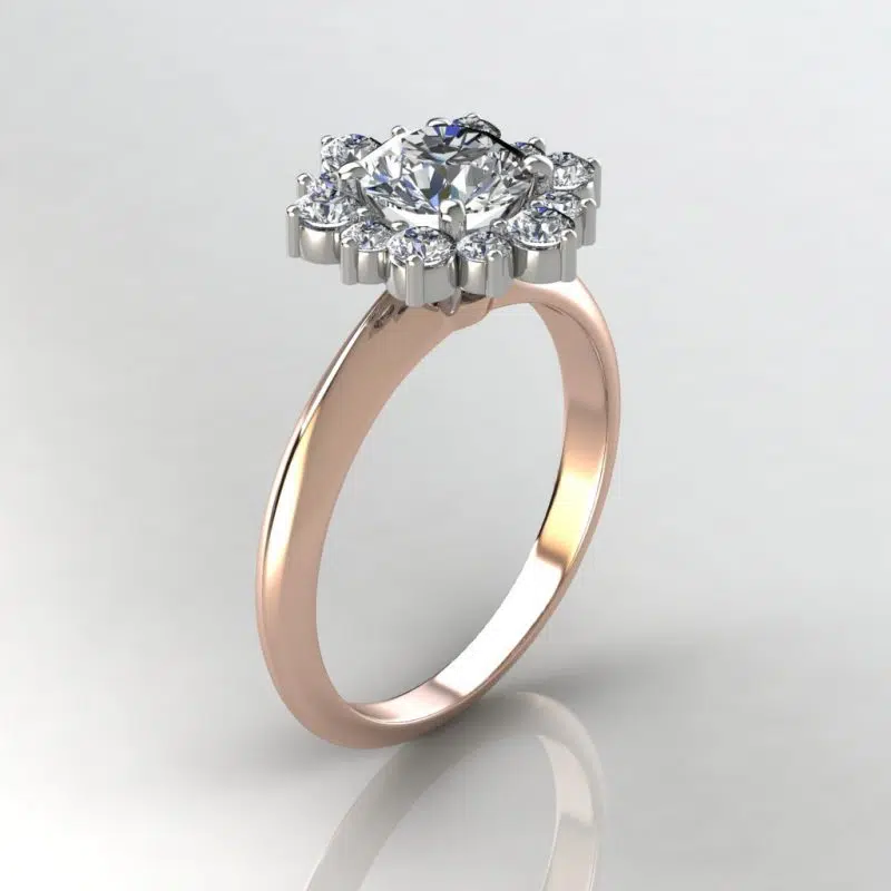 Snowflake Halo Round Cut Moissanite Engagement Ring