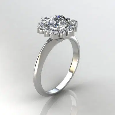 Snowflake Halo Round Cut Moissanite Engagement Ring