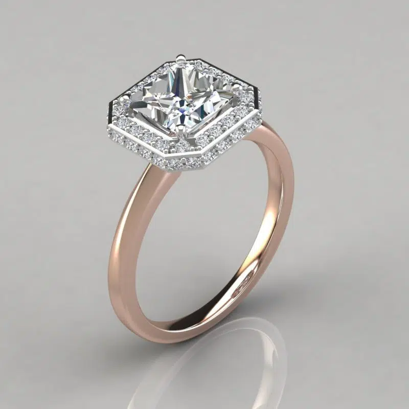 Classic Halo Style Princess Moissanite Engagement Ring