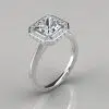 Classic Halo Style Princess Moissanite Engagement Ring