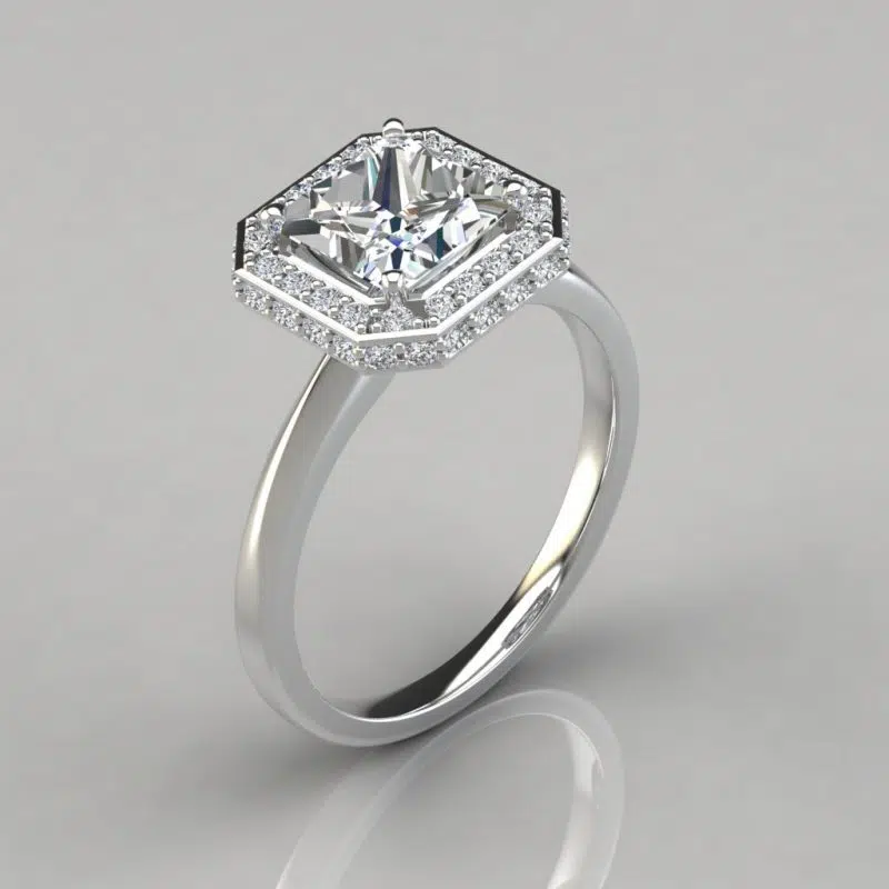 Classic Halo Style Princess Moissanite Engagement Ring
