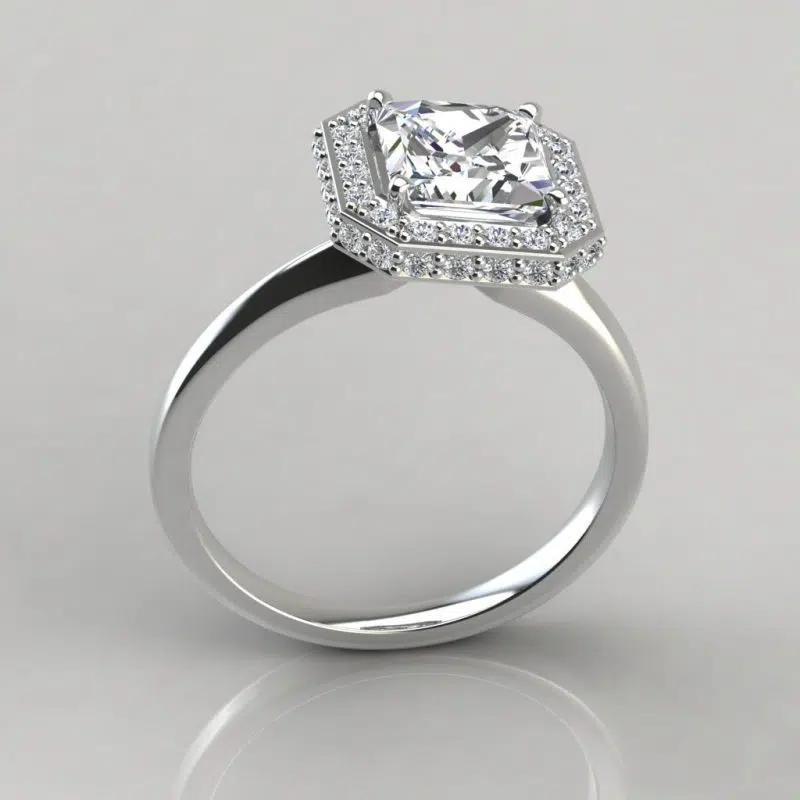 Classic Halo Style Princess Moissanite Engagement Ring